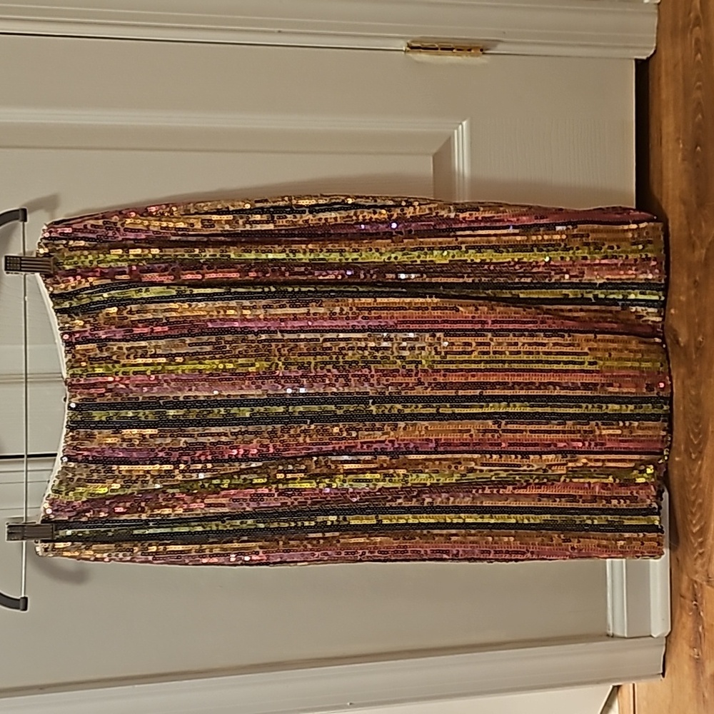 Leith Rainbow Sequin Pencil Skirt Medium